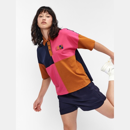 Aigle Short-sleeved Polo Shirts Women Khaki/Navy/Pink ZA-35284